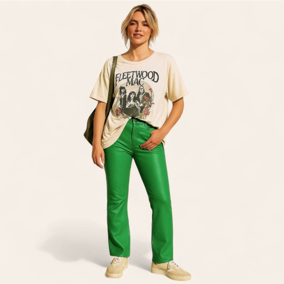 Good American Icon Fit Faux Leather Pants | Bright Green Sz 4 / 27 | Over-Heel F - Picture 2 of 16